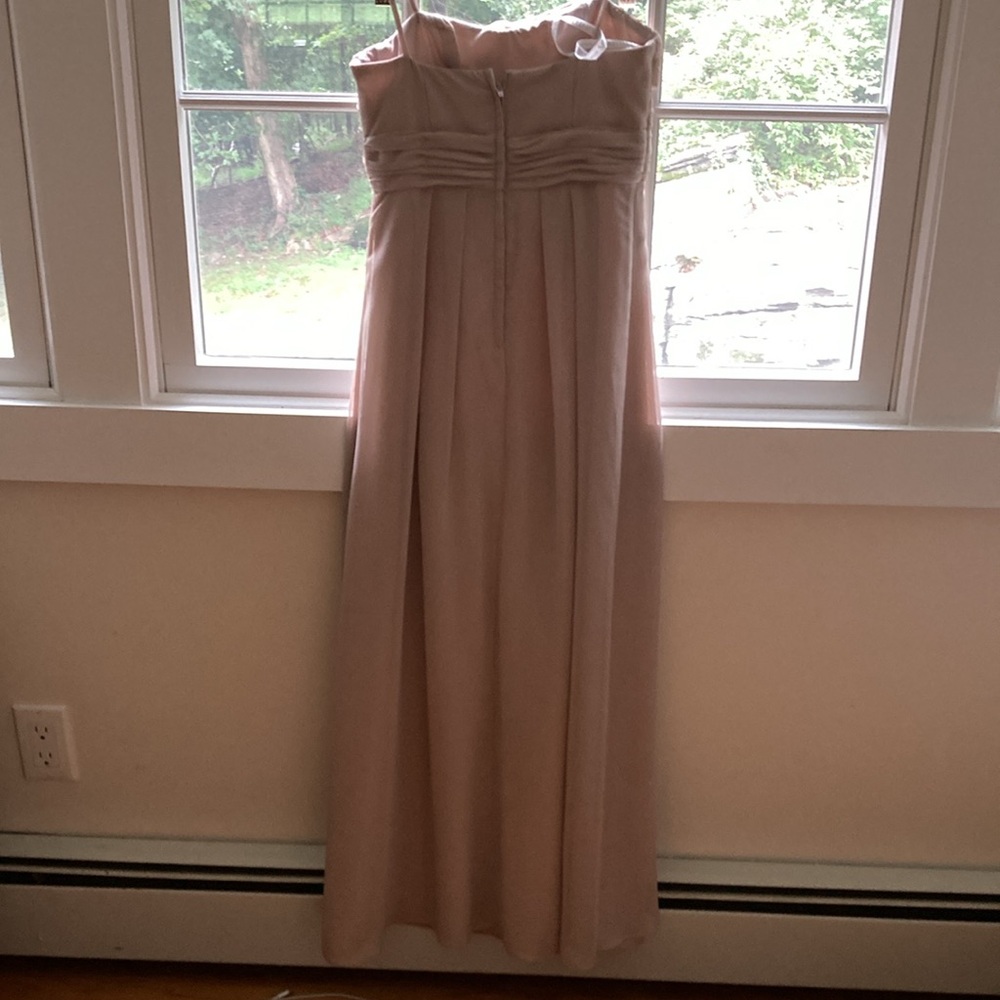 David's Bridal Blush Pink Strapless Draped Formal Dress - Picture 2 of 4